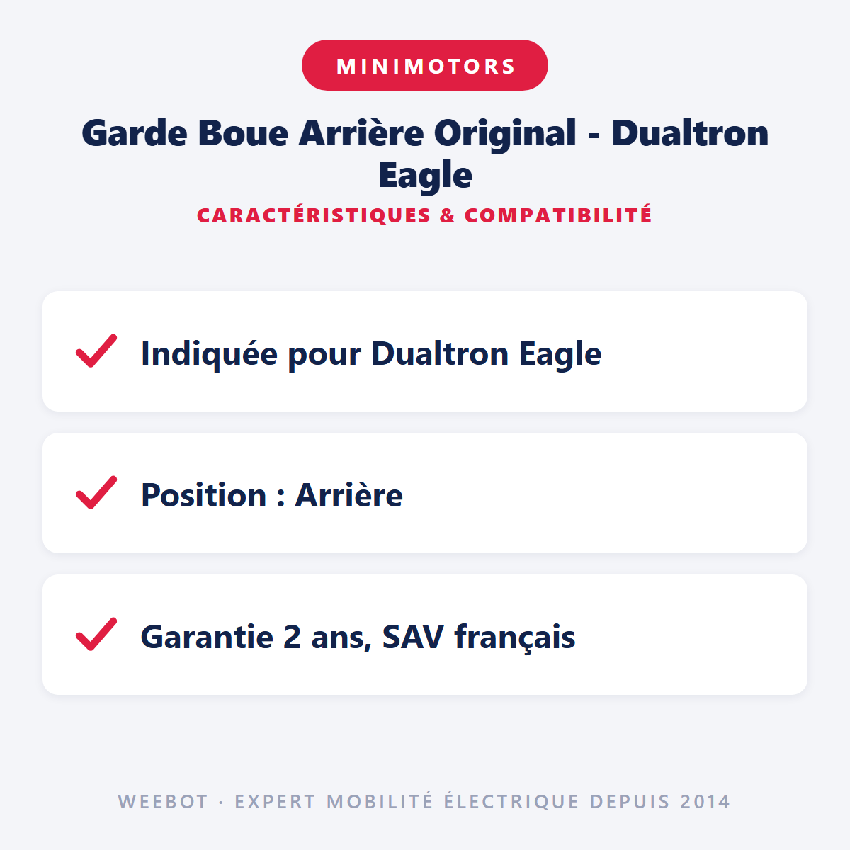 Garde Boue Arrière Original - Dualtron Eagle : caractéristiques et compatibilité