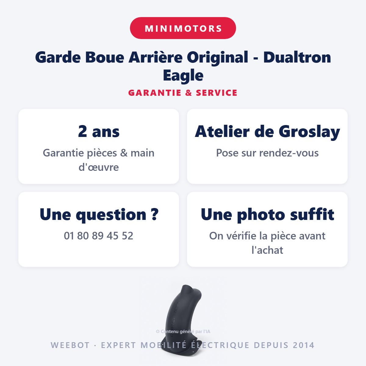 Garde Boue Arrière Original - Dualtron Eagle : garantie 2 ans et service après-vente