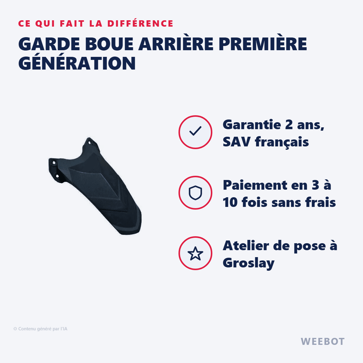 Garde Boue Arrière Première Génération pour Trottinette Electrique Fighter Mini - Teverun - Weebot