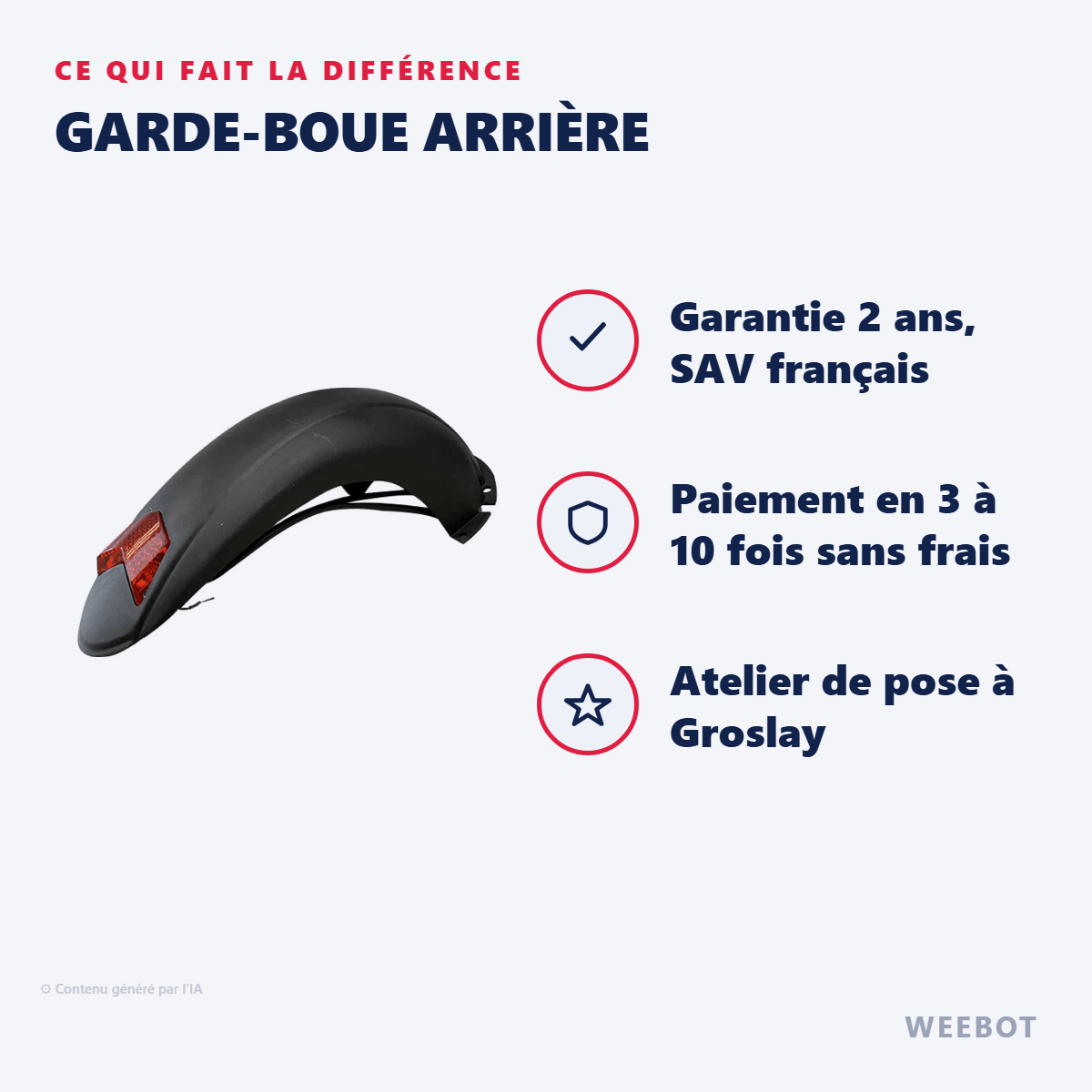 Garde-Boue Arrière pour Trottinette Électrique Kugoo M4 - Weebot