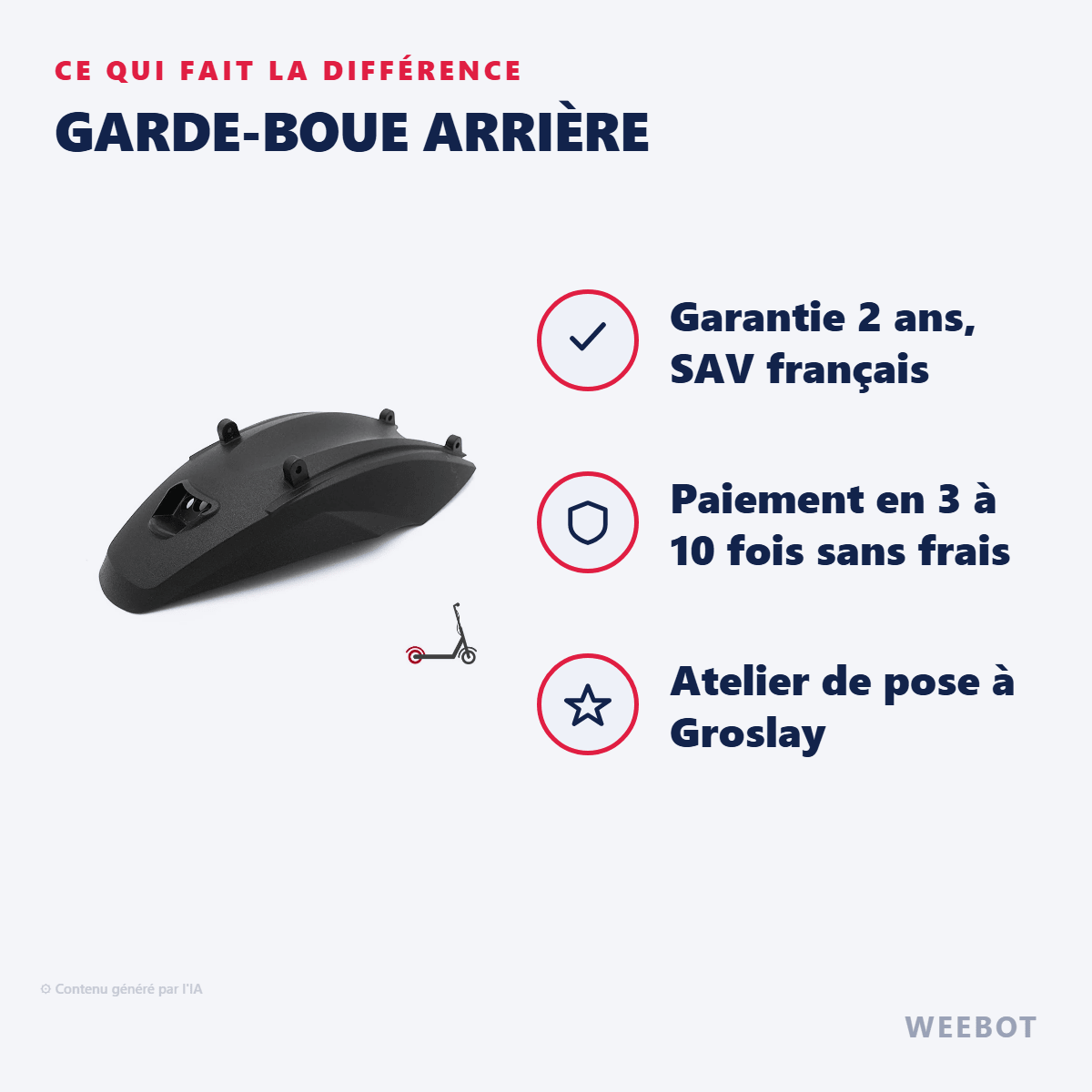 Garde-Boue Arrière pour Trottinette Électrique Kukirin G2 Pro - Weebot