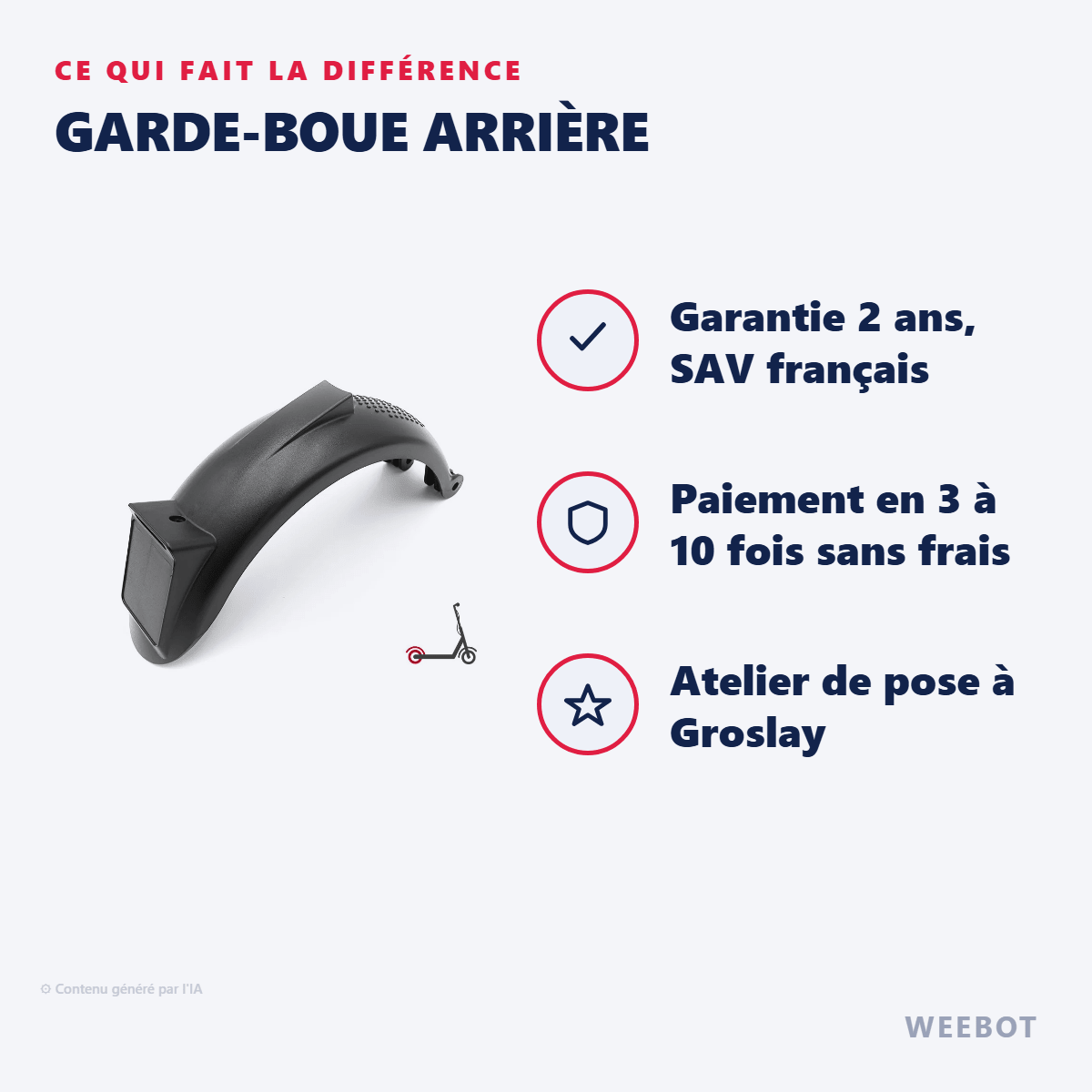 Garde-boue arrière pour Trottinette Électrique Ocean Drive X9 - Weebot