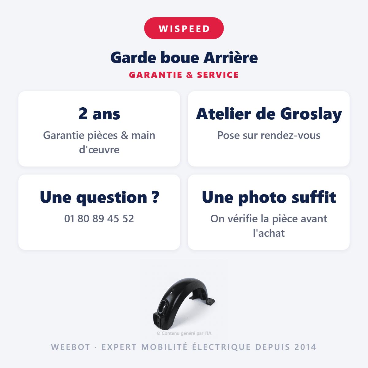 Garde boue Arrière pour Trottinette Electrique Wispeed T855 (Sans LED) - Weebot