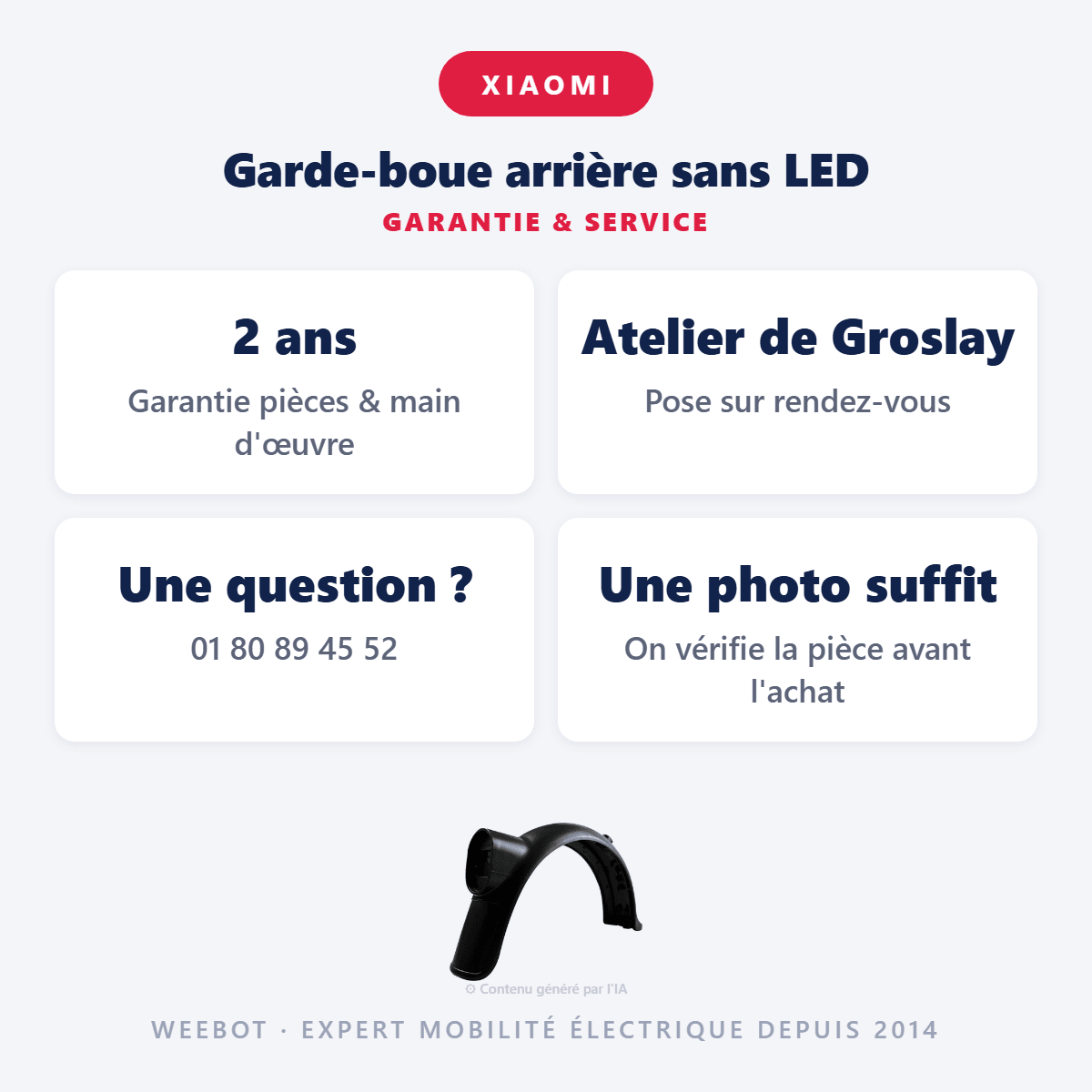 Garde-boue arrière sans LED pour Trottinette Électrique Xiaomi Mi4 Pro 1st Generation - Weebot