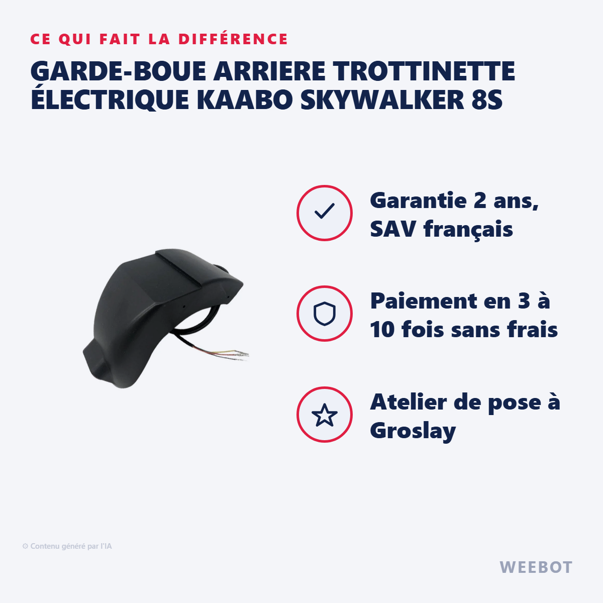 Garde-Boue ARRIERE Trottinette Électrique Kaabo Skywalker 8S : les points forts