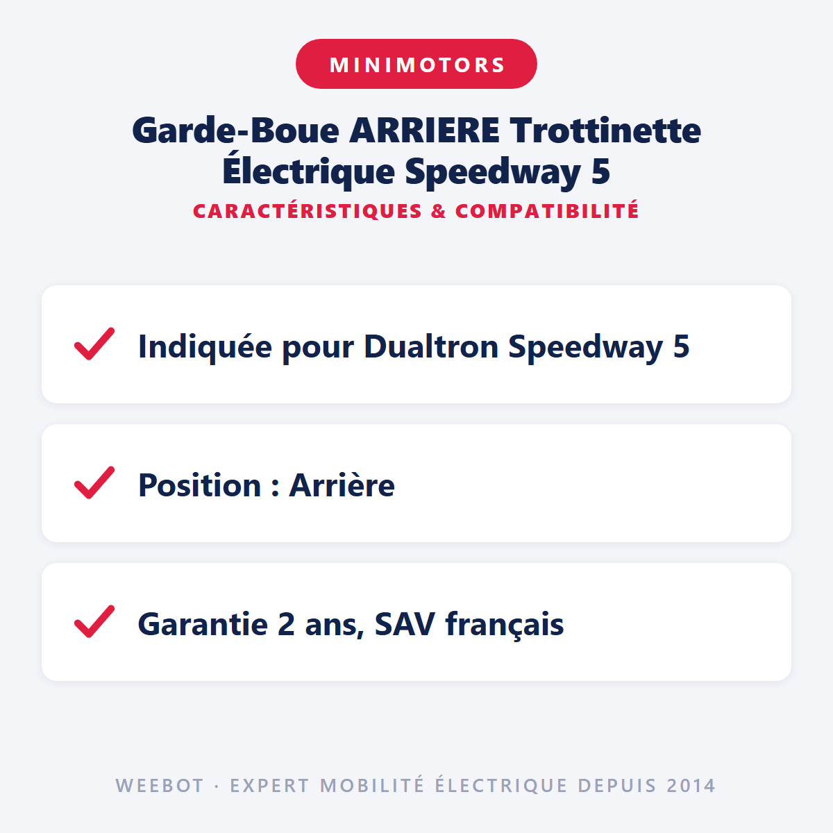 Garde-Boue ARRIERE Trottinette Électrique Speedway 5 : caractéristiques et compatibilité