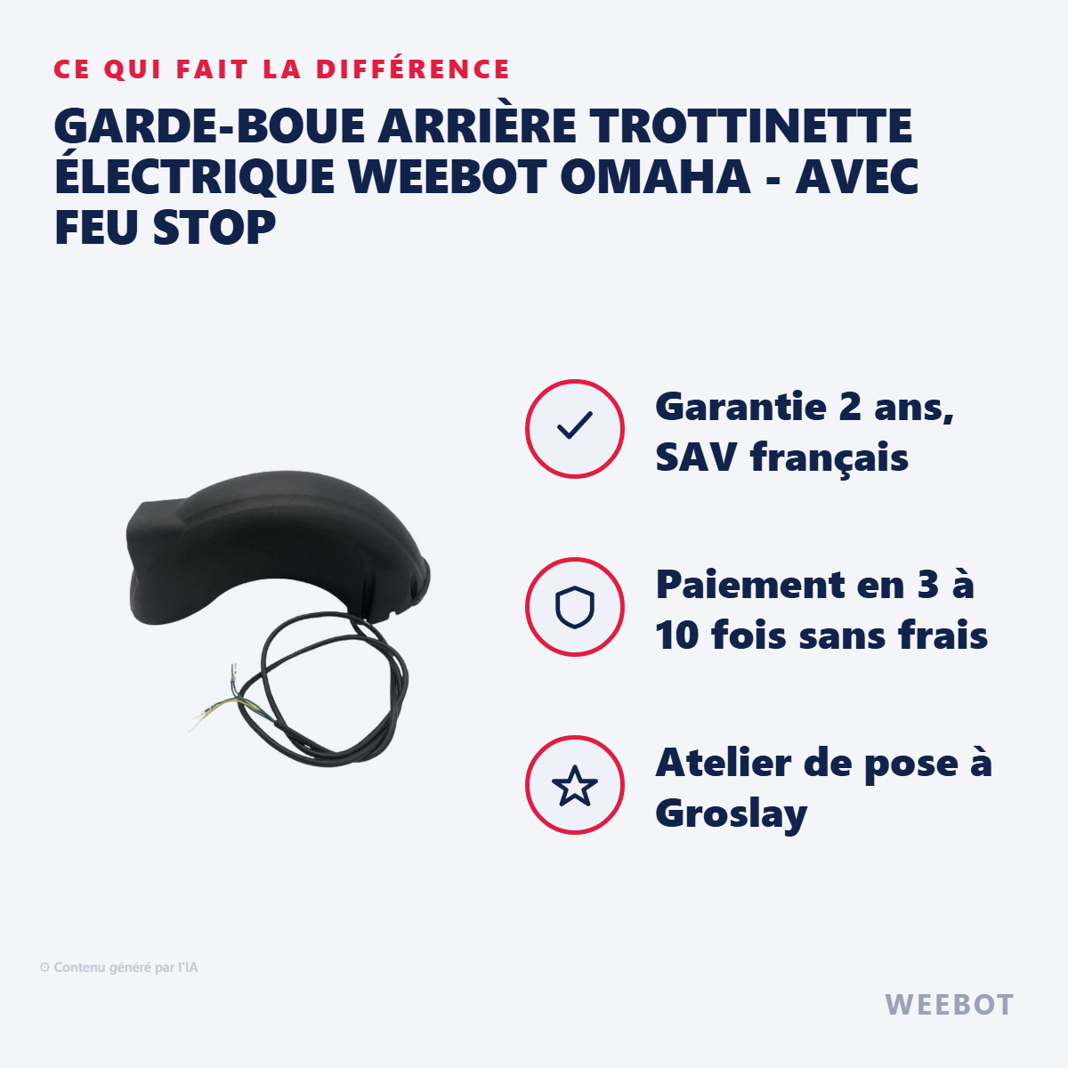 Garde-Boue Arrière Trottinette Électrique Weebot Omaha - Avec Feu Stop : les points forts