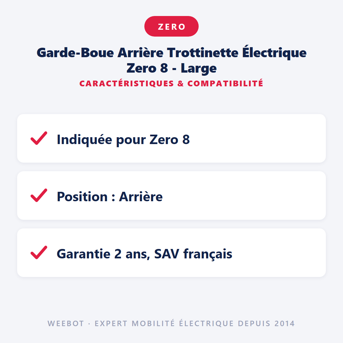 Garde-Boue Arrière Trottinette Électrique Zero 8 - Large : caractéristiques et compatibilité