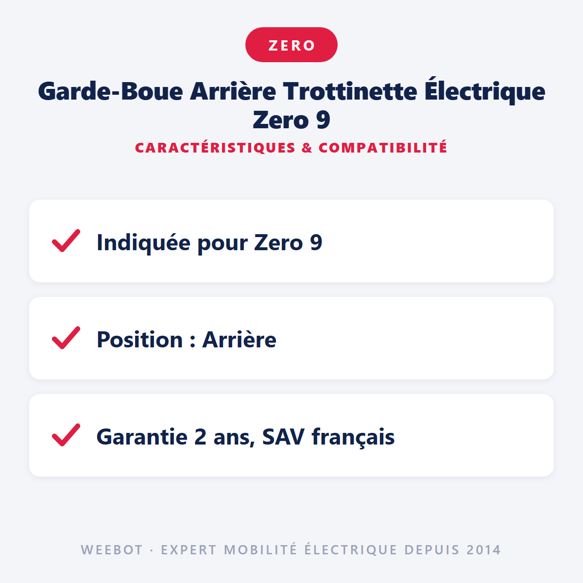 Garde-Boue Arrière Trottinette Électrique Zero 9 : caractéristiques et compatibilité