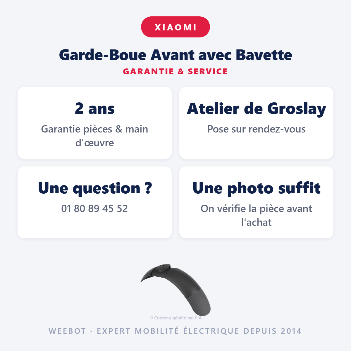 Garde-Boue Avant avec Bavette : garantie 2 ans et service après-vente