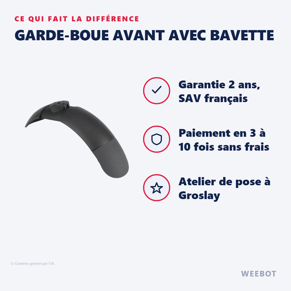 Garde-Boue Avant avec Bavette : les points forts
