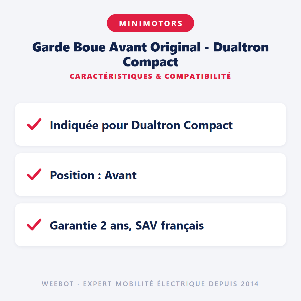Garde Boue Avant Original - Dualtron Compact : caractéristiques et compatibilité