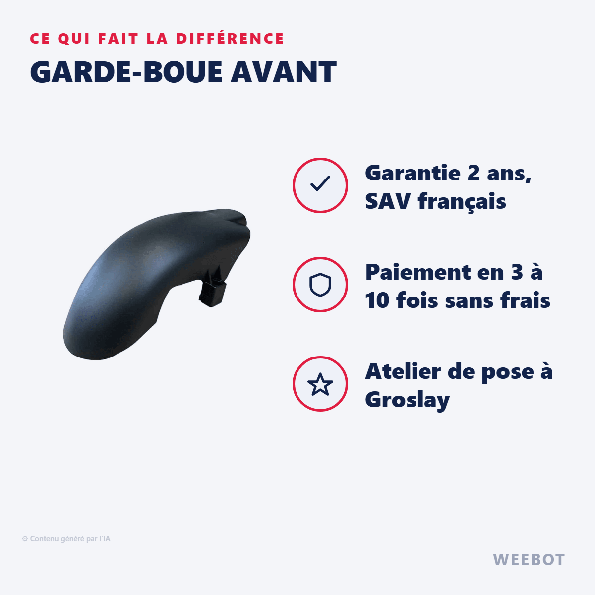 Garde-Boue Avant pour Trottinette Électrique Kugoo M4 - Weebot