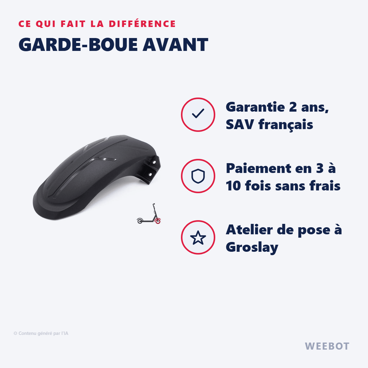 Garde-Boue Avant pour Trottinette Électrique Kukirin G2 Max - Weebot