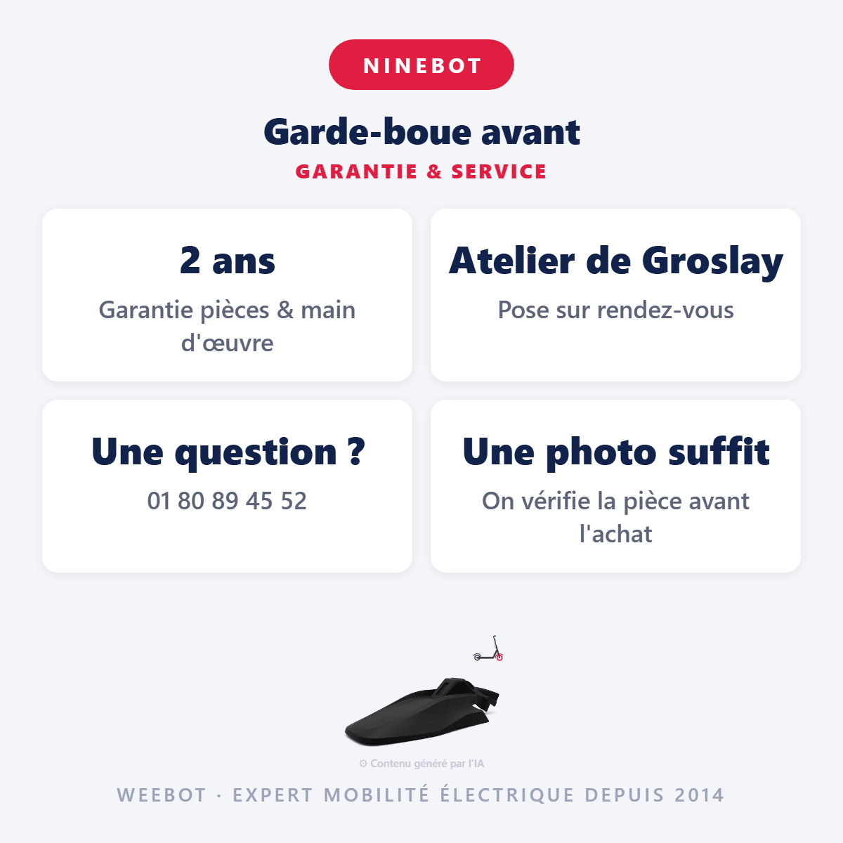 Garde-boue avant pour Trottinette Électrique Ninebot Segway ZT3 Pro - Weebot