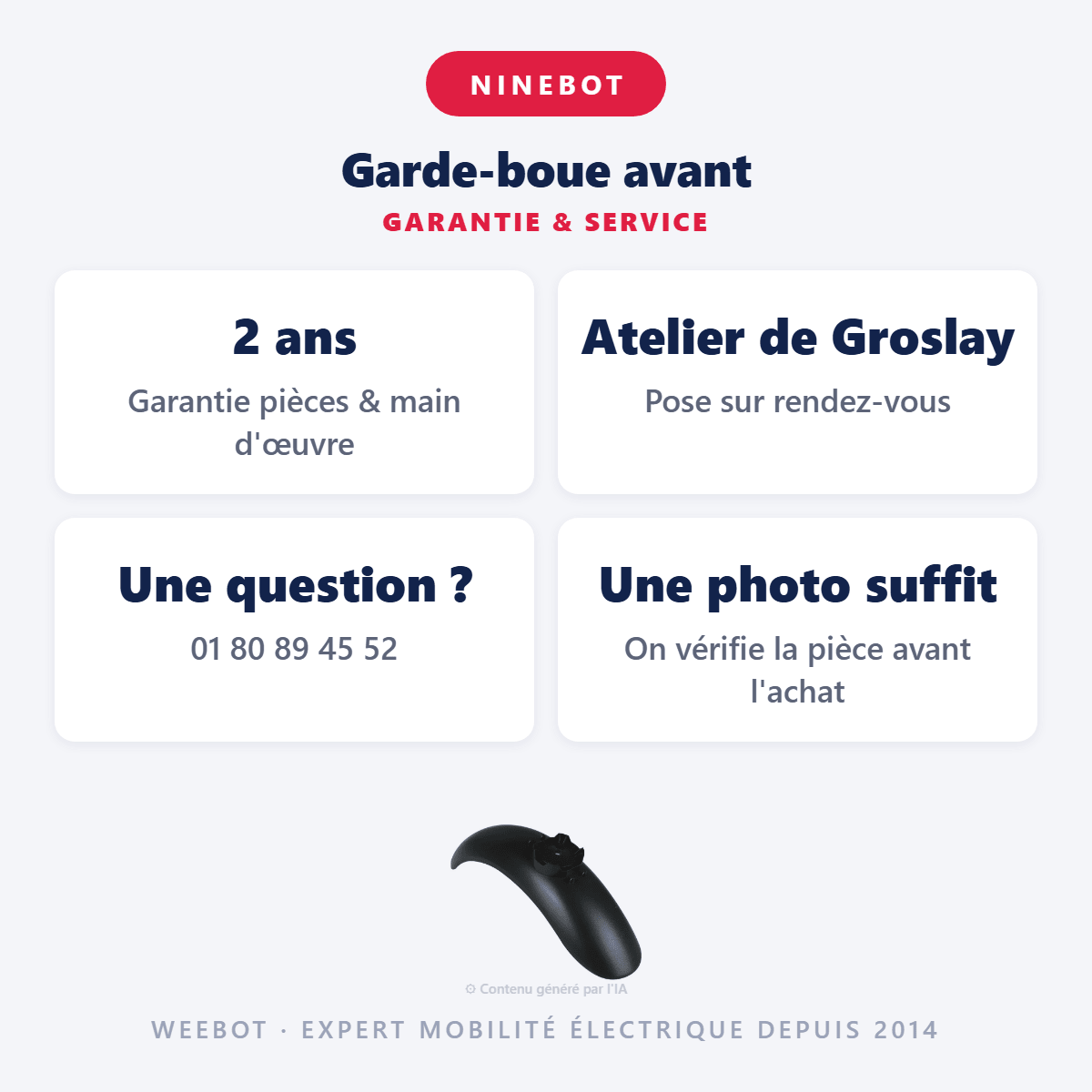 Garde-boue avant pour Trottinette Électrique Ninebot Série F et D - Weebot