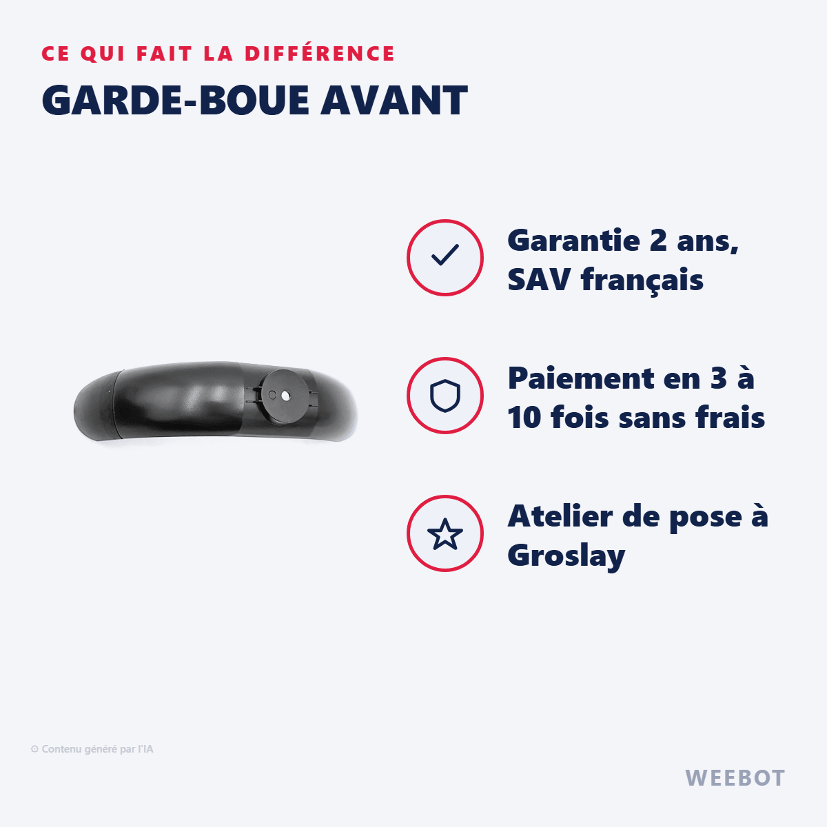 Garde-boue avant pour Trottinette Électrique Xiaomi Mi4 1st Generation - Weebot