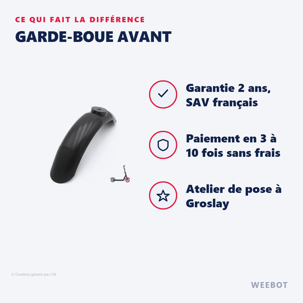 Garde-boue avant pour Trottinette Électrique Xiaomi Mi4 Lite 1st Generation - Weebot