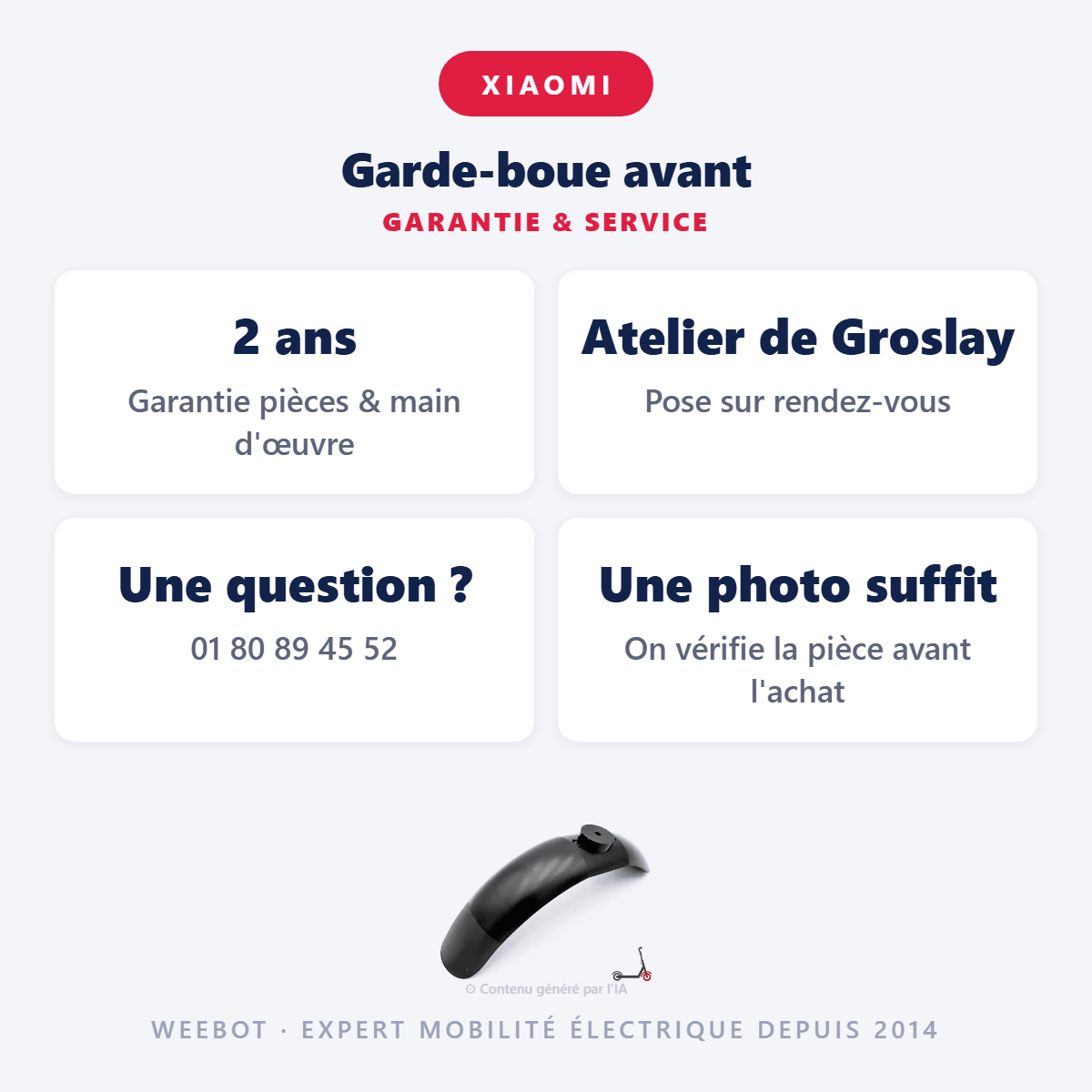 Garde-boue avant pour Trottinette Électrique Xiaomi Mi4 Pro - Weebot