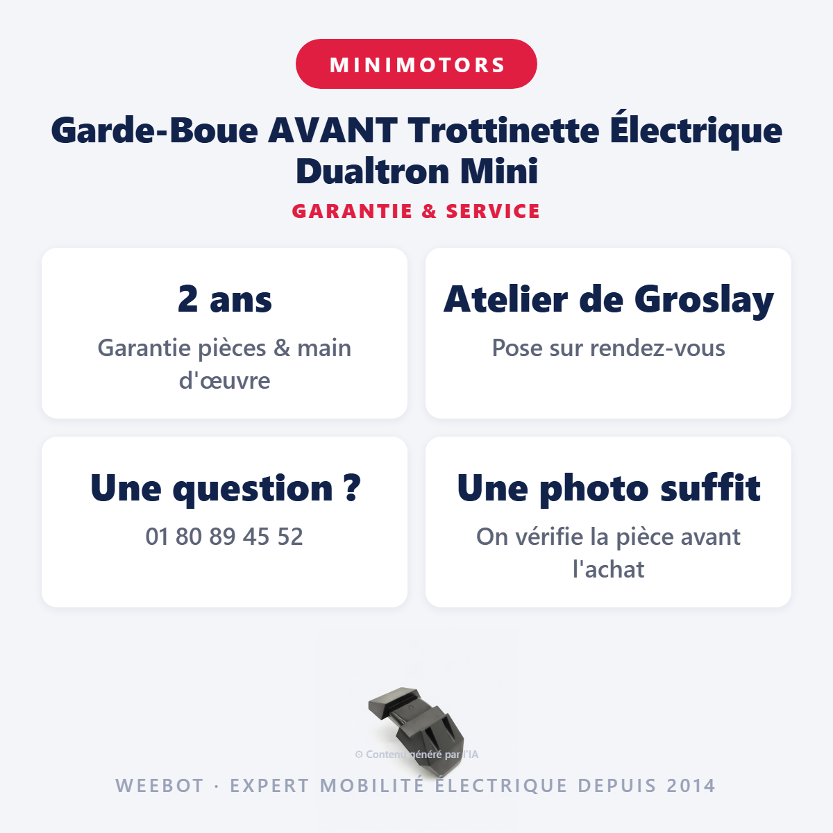 Garde-Boue AVANT Trottinette Électrique Dualtron Mini : garantie 2 ans et service après-vente