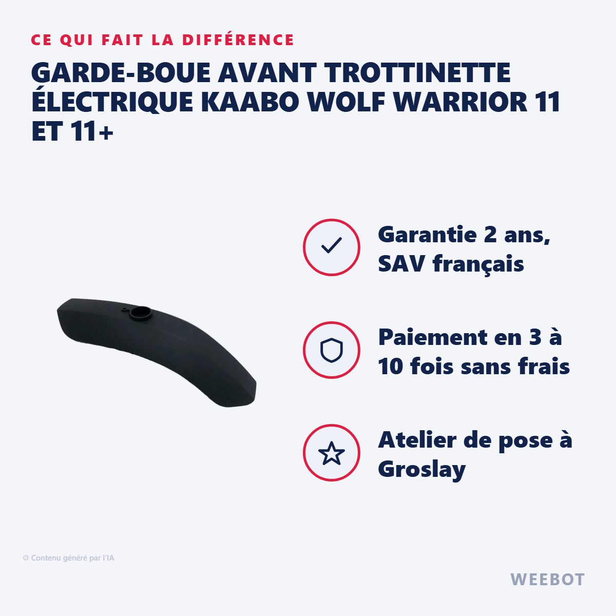 Garde-Boue AVANT Trottinette Électrique Kaabo Wolf Warrior 11 et 11+ : les points forts