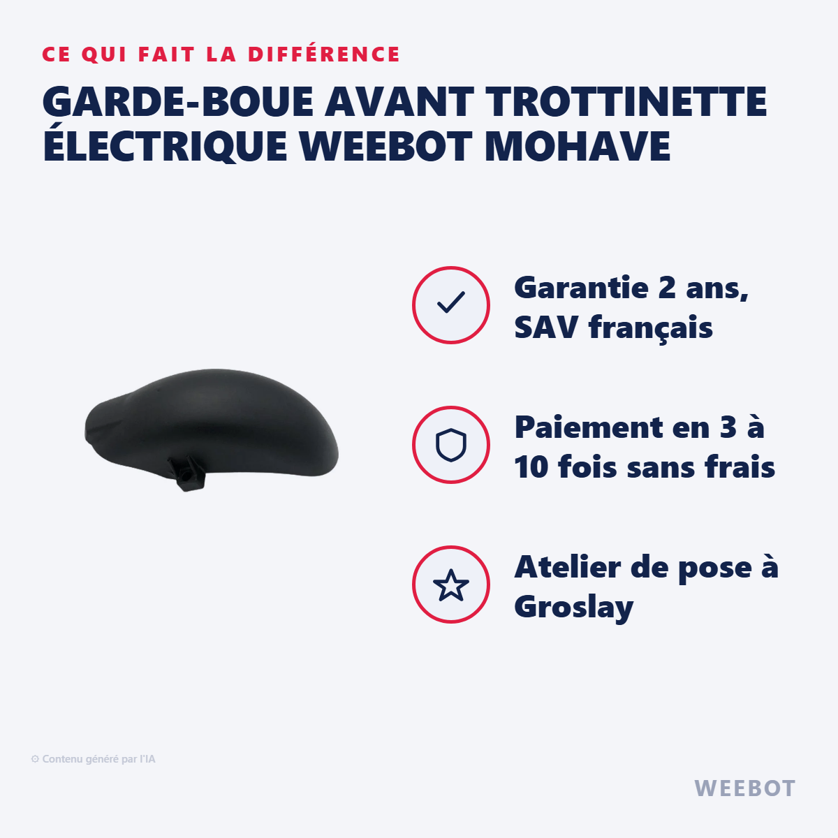 Garde-Boue Avant Trottinette Électrique Weebot Mohave : les points forts