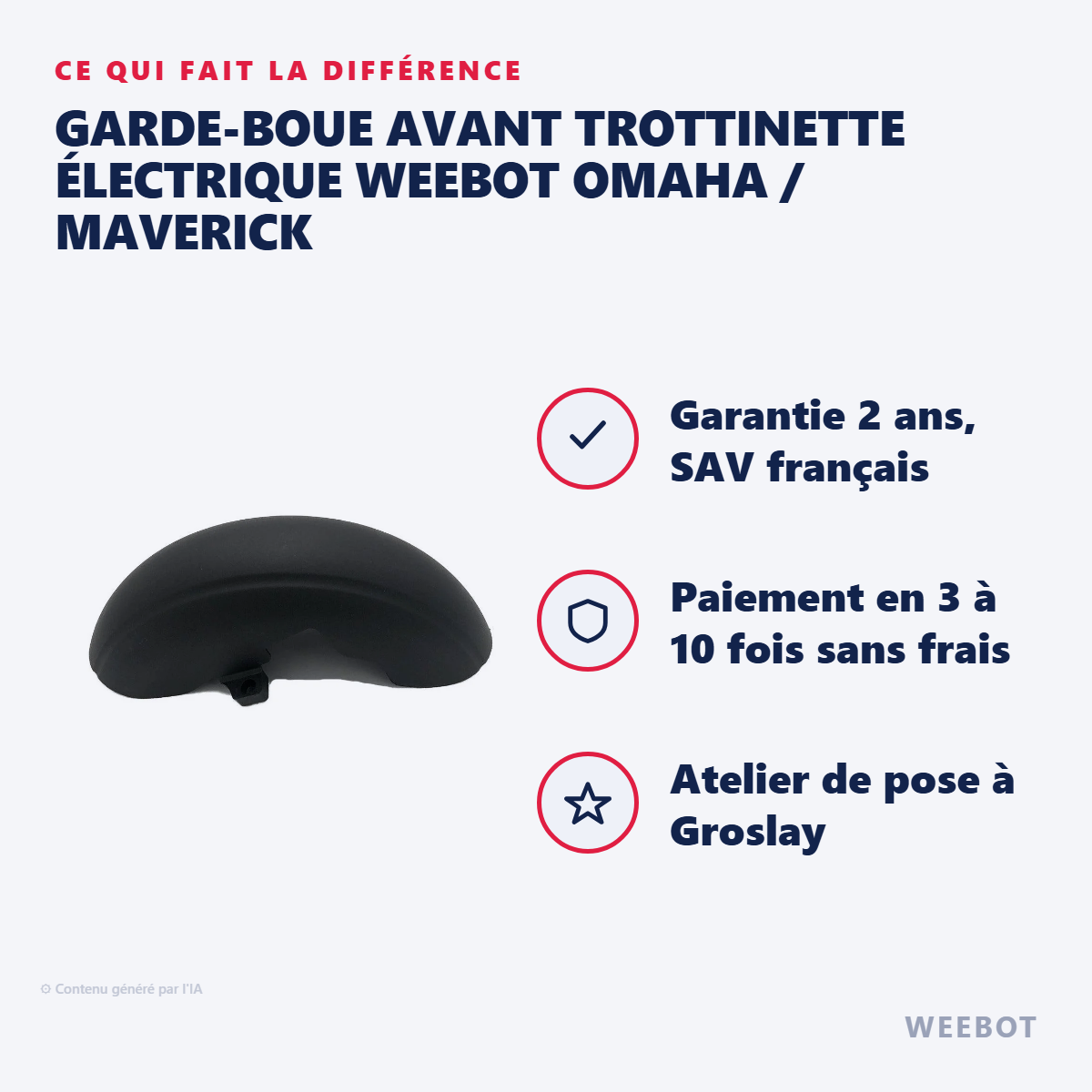 Garde-Boue AVANT Trottinette Électrique Weebot Omaha / Maverick : les points forts