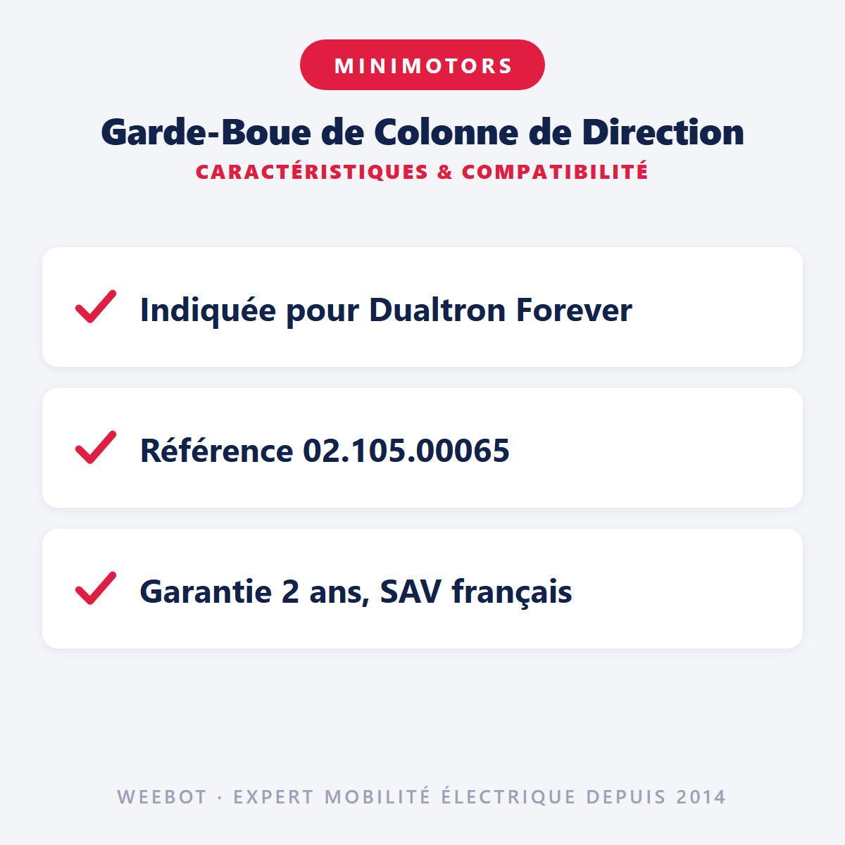 Garde-Boue de Colonne de Direction : caractéristiques et compatibilité