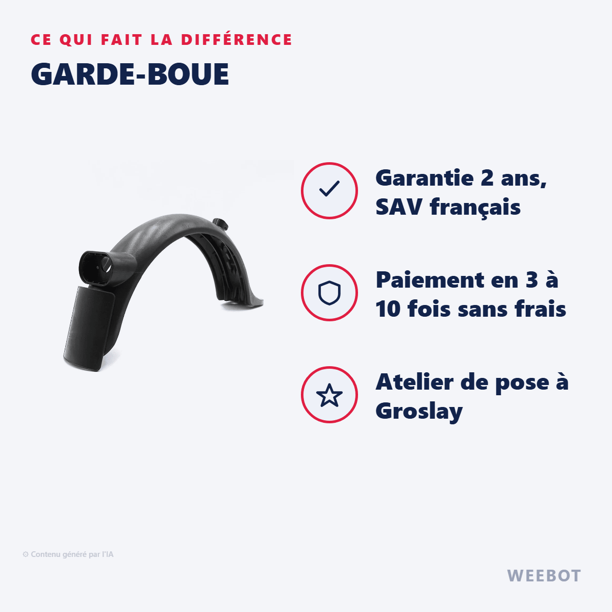 Garde-boue pour Trottinette Électrique Xiaomi Pro 2 sans LED - Weebot