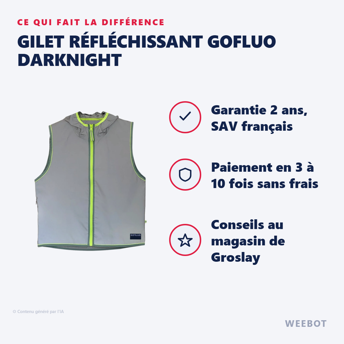 Gilet réfléchissant GoFluo Darknight : les points forts