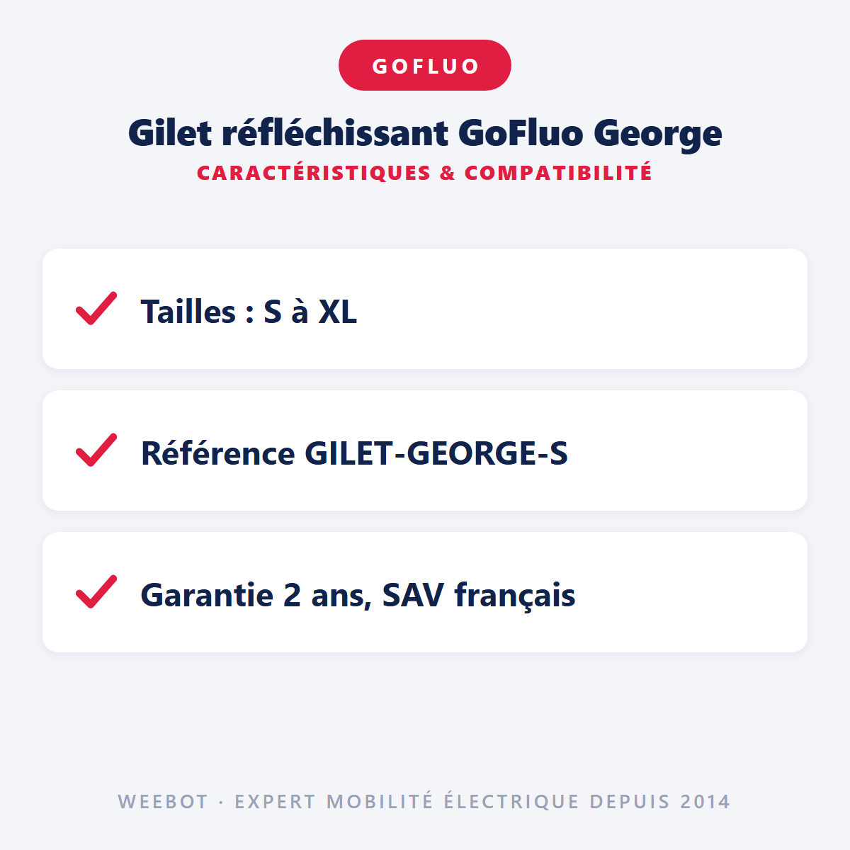 Gilet réfléchissant GoFluo George : caractéristiques et compatibilité