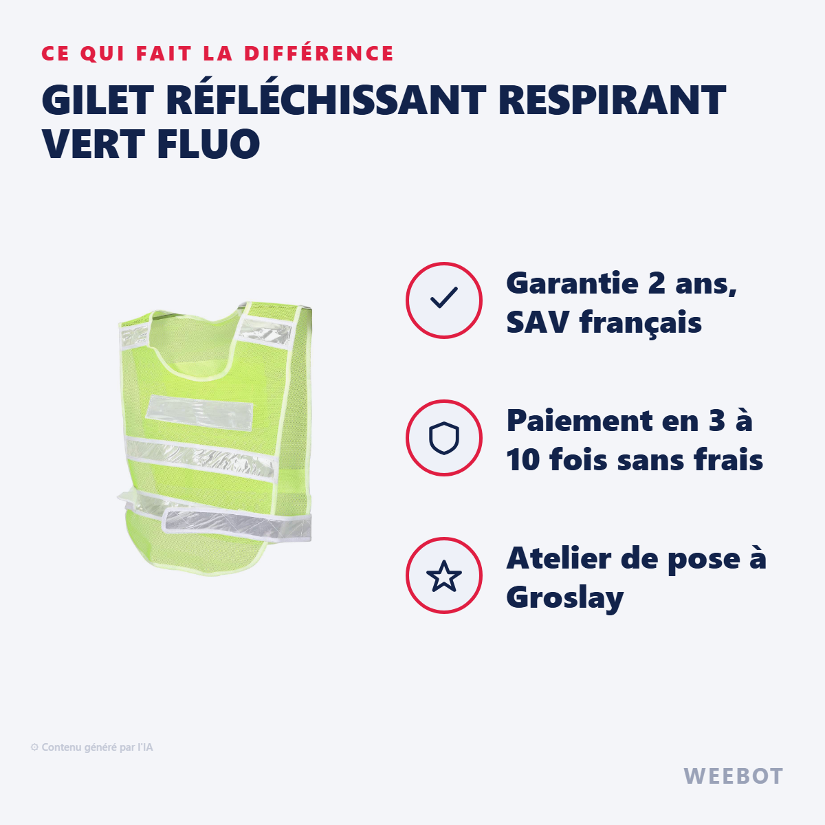 Gilet Réfléchissant Respirant Vert Fluo : les points forts