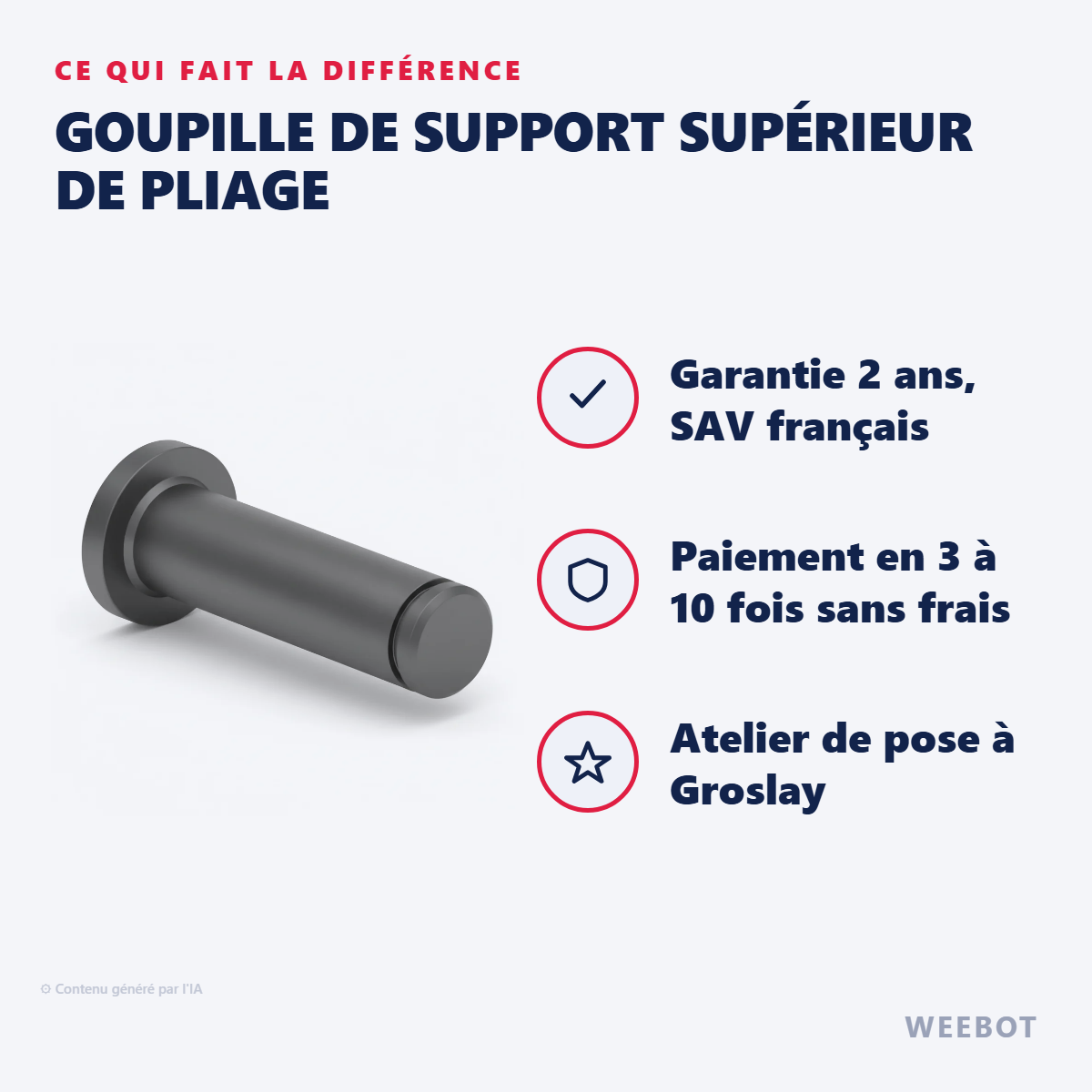 Goupille de Support Supérieur de Pliage : les points forts