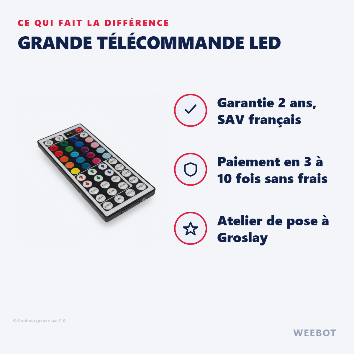 Grande Télécommande LED : les points forts
