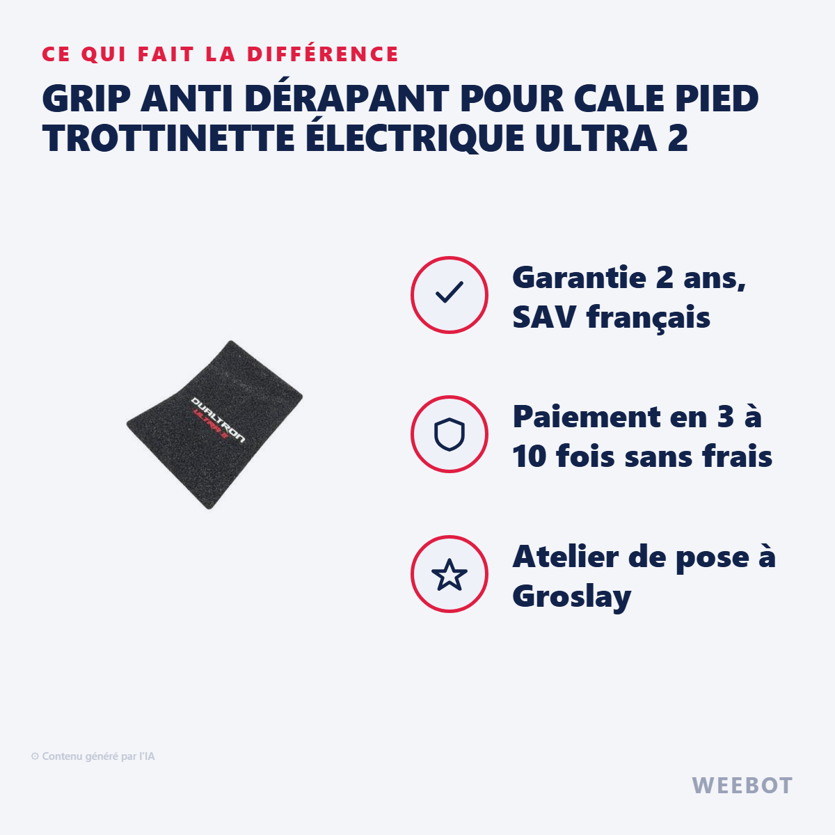 Grip Anti dérapant pour Cale Pied Trottinette Électrique Ultra 2 : les points forts