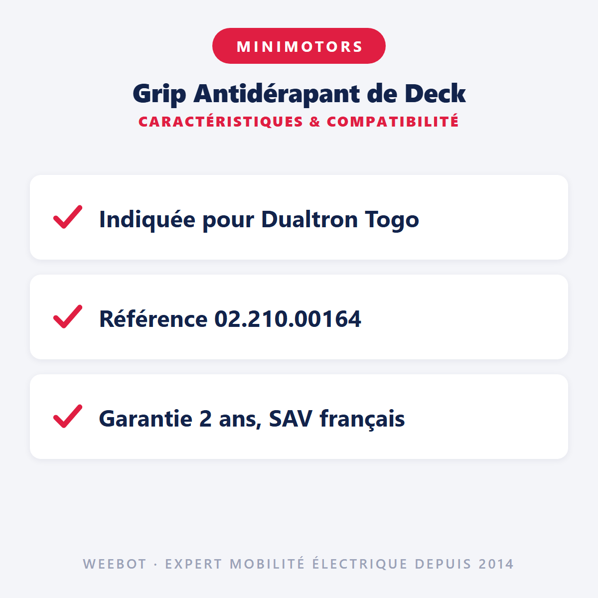 Grip Antidérapant de Deck pour Trottinette Électrique Dualtron Togo - Weebot