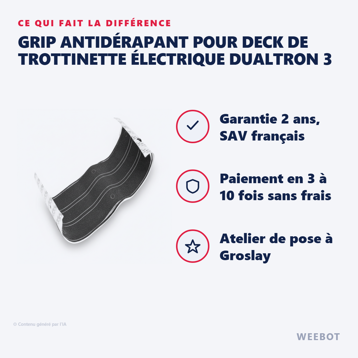 Grip Antidérapant pour Deck de Trottinette Électrique Dualtron 3 : les points forts