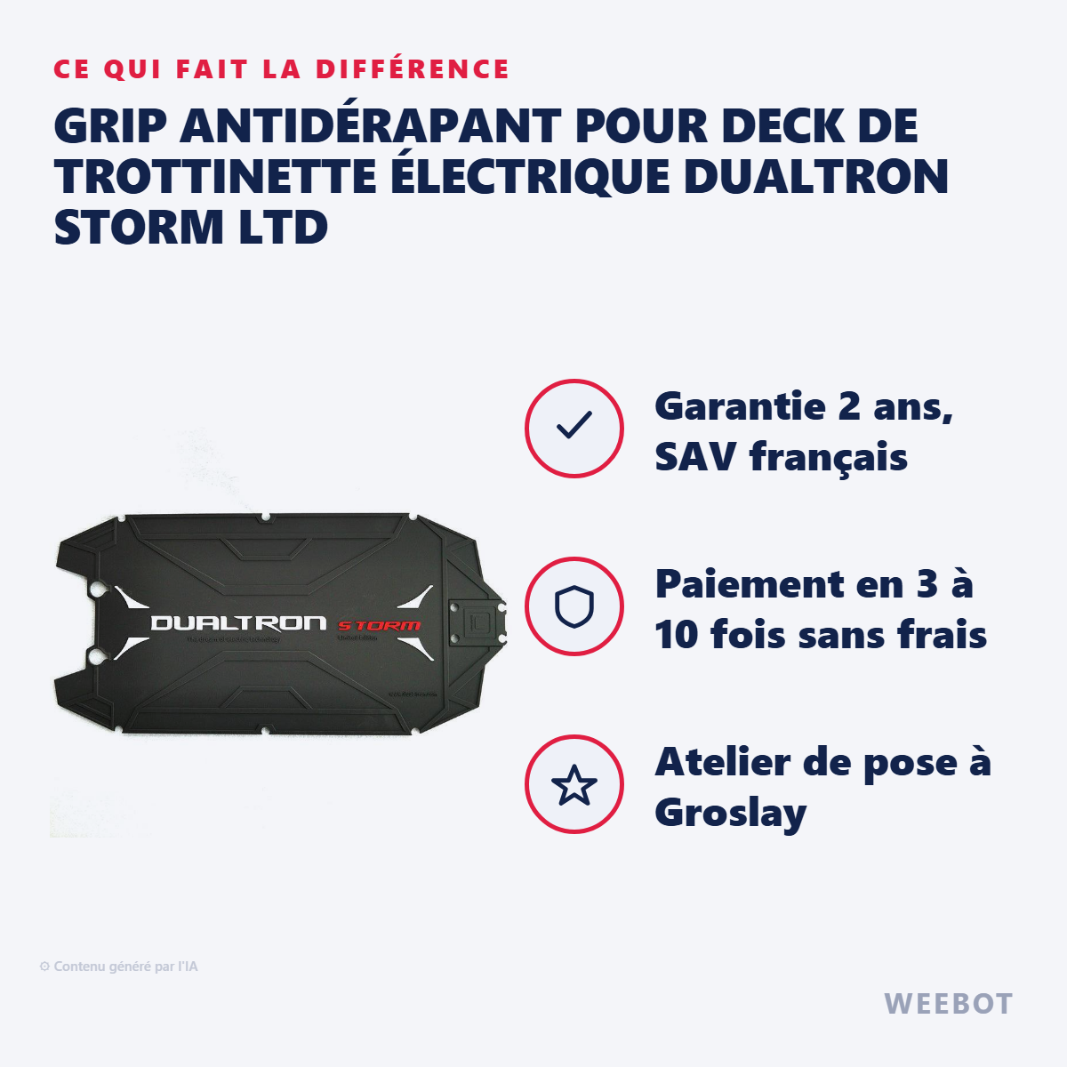 Grip Antidérapant pour Deck de Trottinette Électrique Dualtron Storm LTD : les points forts