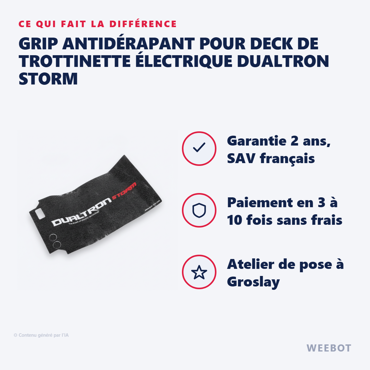 Grip Antidérapant pour Deck de Trottinette Électrique Dualtron Storm : les points forts