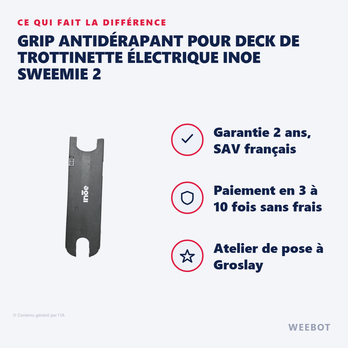 Grip Antidérapant pour Deck de Trottinette Électrique Inoe Sweemie 2 - Weebot