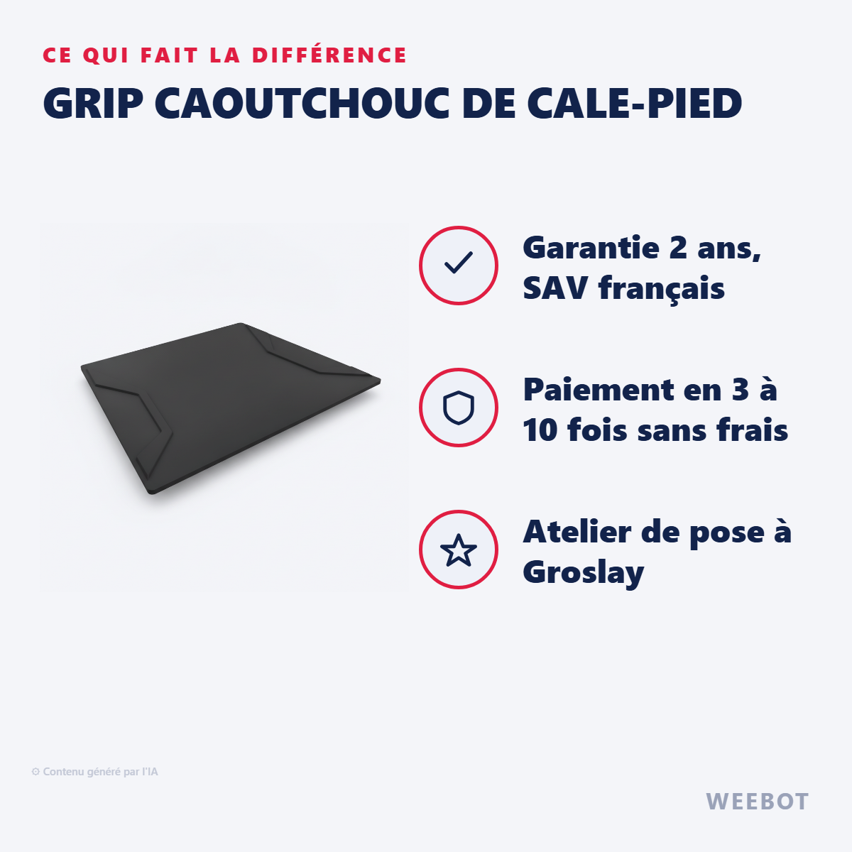 Grip Caoutchouc de Cale-Pied : les points forts