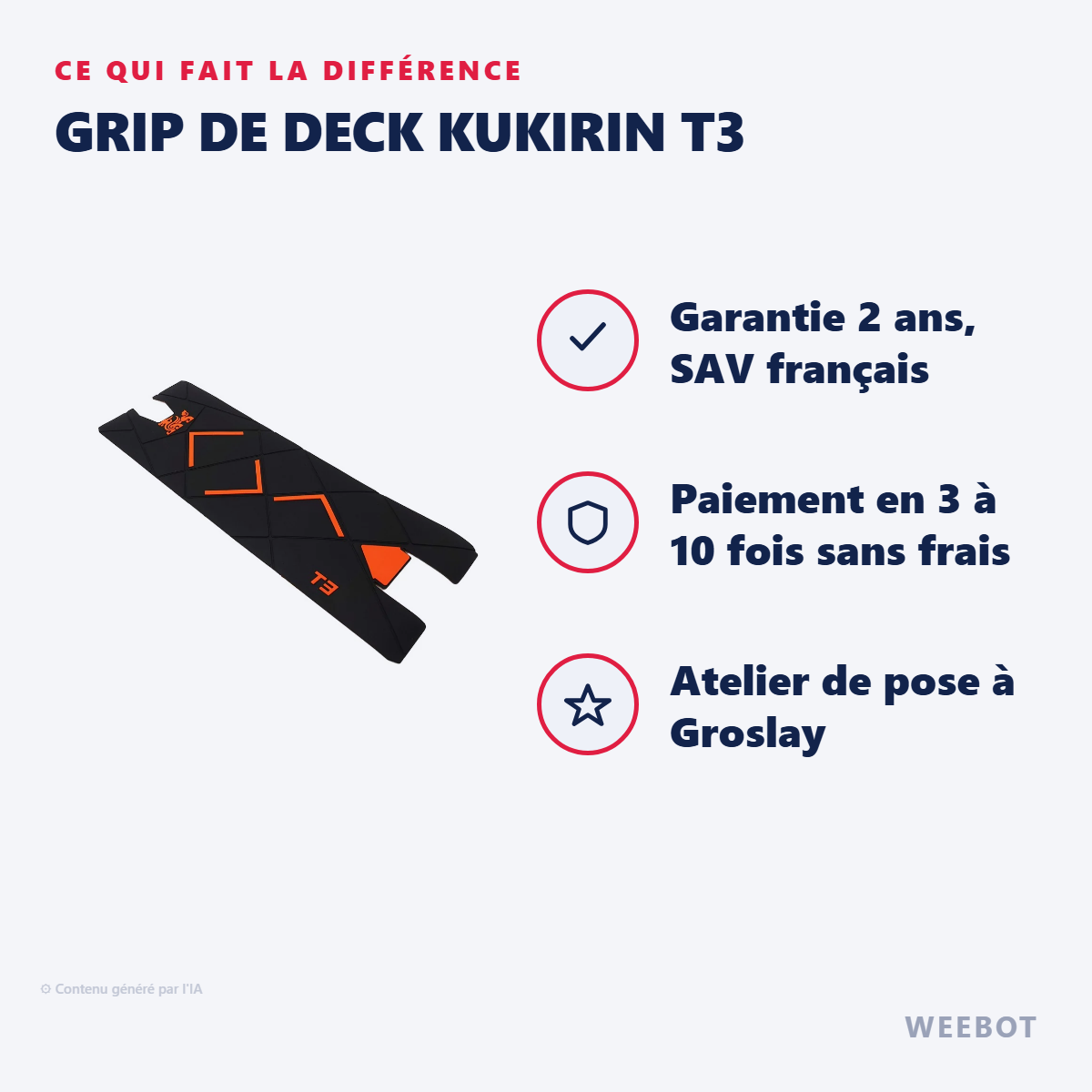 Grip de Deck Kukirin T3 : les points forts