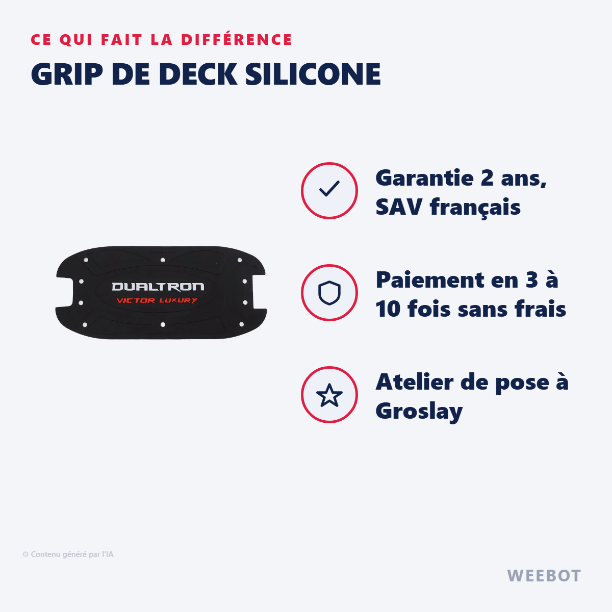 Grip de deck silicone pour Trottinette Électrique Dualtron Victor Luxury - Weebot