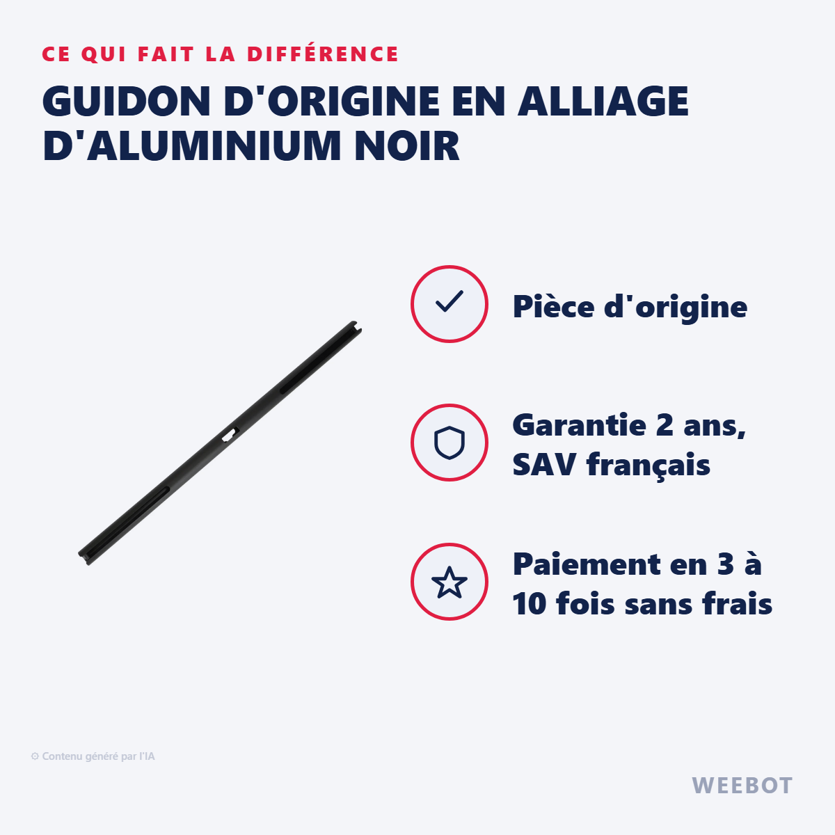 Guidon d'Origine en Alliage d'Aluminium Noir : les points forts