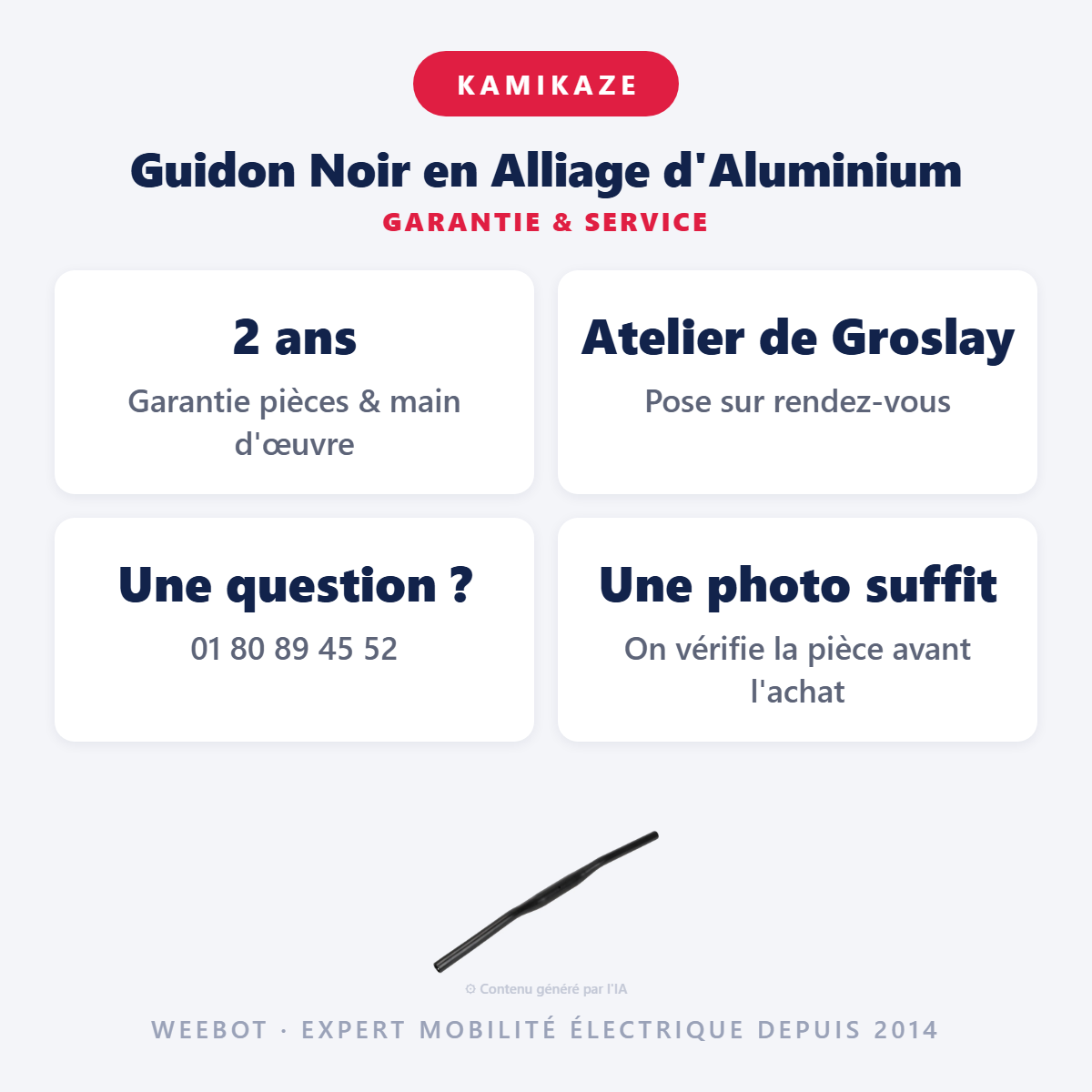 Guidon Noir en Alliage d'Aluminium : garantie 2 ans et service après-vente