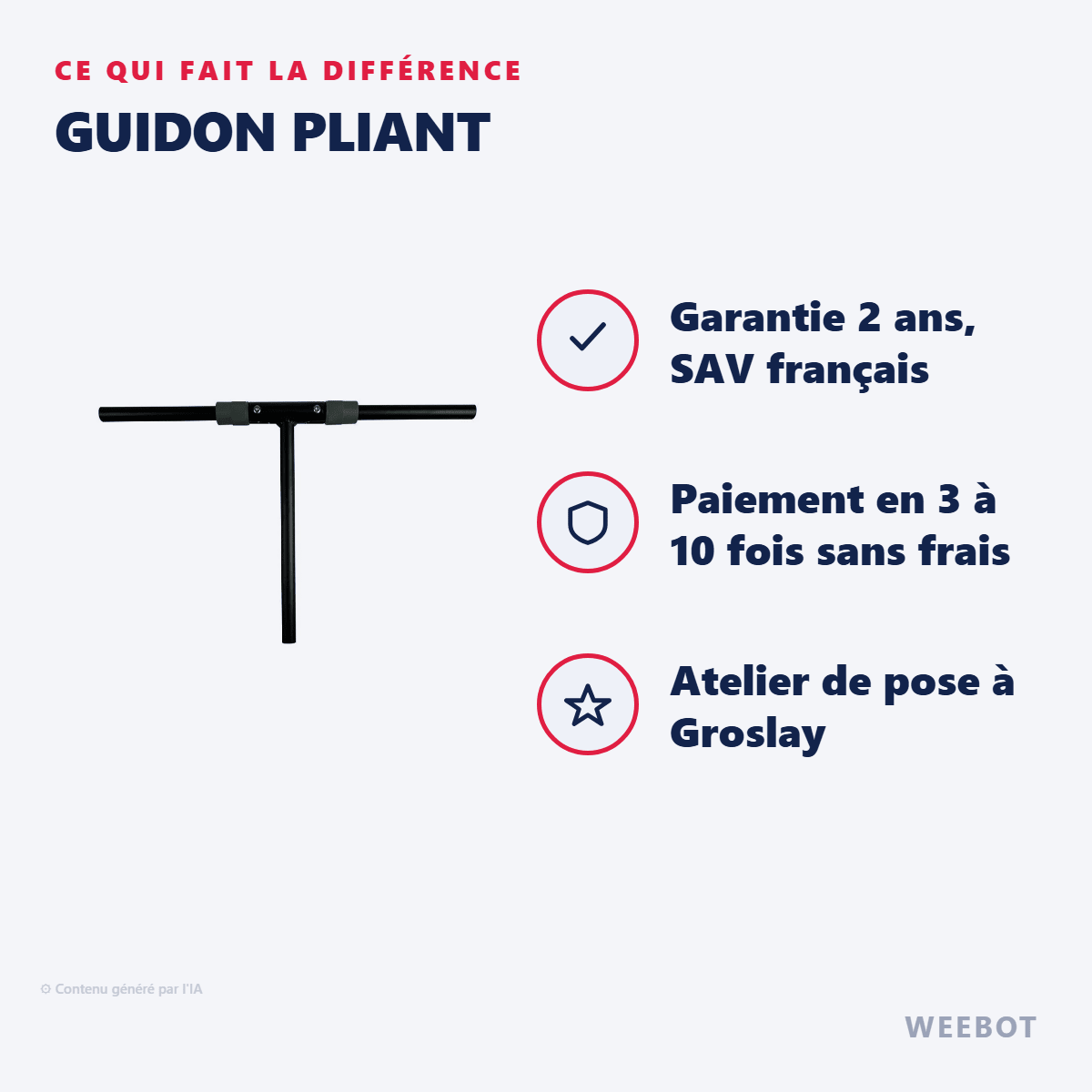 Guidon pliant pour Trottinette Électrique Vsett 8 Z8Pro - Weebot