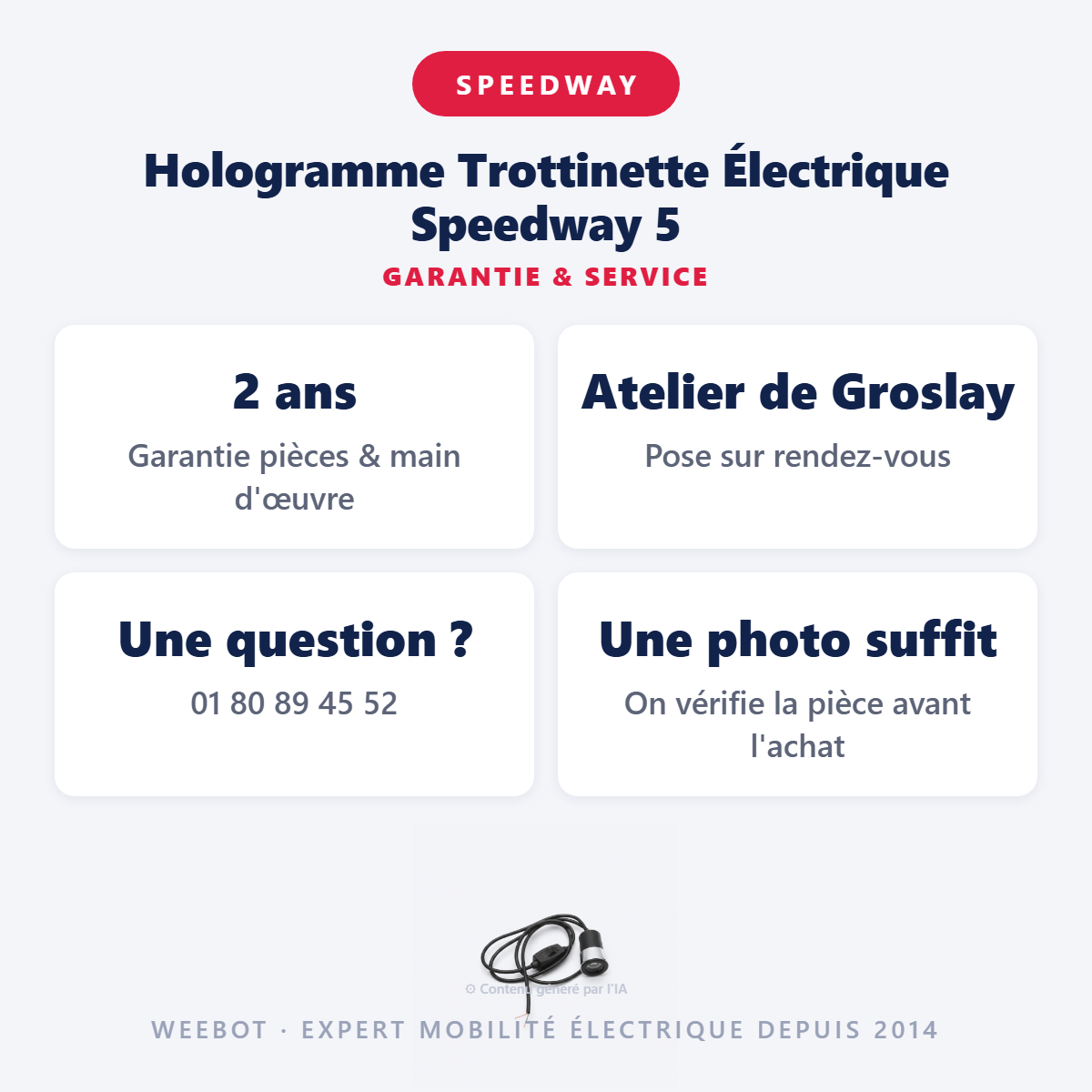 Hologramme Trottinette Électrique Speedway 5 : garantie 2 ans et service après-vente