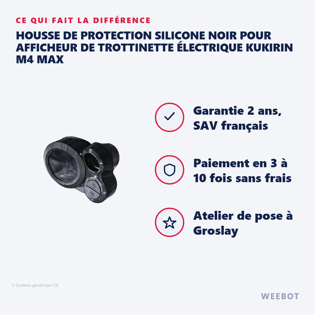 Housse de Protection Silicone Noir pour Afficheur de Trottinette Électrique KuKirin M4 Max : les points forts