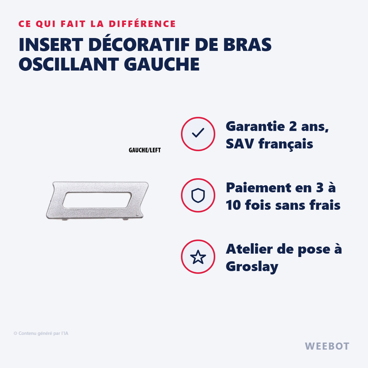 Insert Décoratif de Bras Oscillant Gauche : les points forts