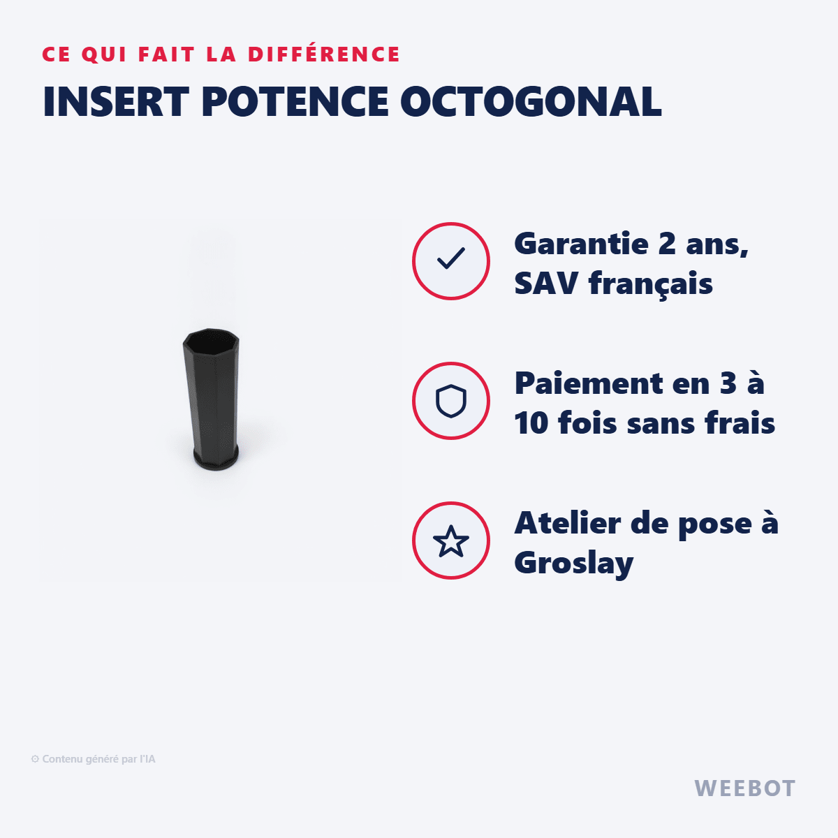 Insert Potence Octogonal pour Trottinette Electrique E-Twow - Weebot